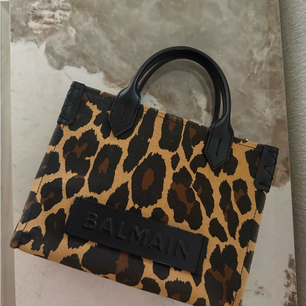 Balmain Mini Leopard Print Bag with Black Accents